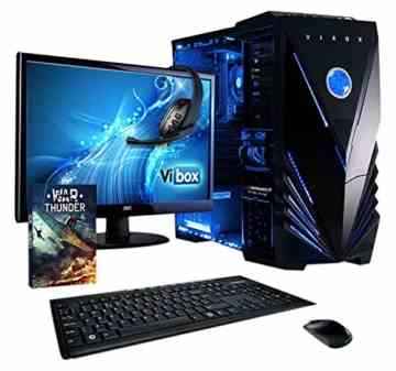 VIBOX Vision Komplett-PC Paket 2LW Gaming PC – 3,9GHz AMD A4 Dual-Core APU, Desktop Gamer Computer mit Spielgutschein, 22″ Monitor, Tastatur & Mouse Set (DE QWERTZ), Windows 10, Blau Innenbeleuchtung, lebenslange Garantie* (3,7GHz (3,9GHz Turbo) superschneller AMD A4-6300 Dual-Core-APU / CPU-Prozessor, 16GB DDR3 1600MHz RAM, 1TB (1000GB) SATA III HDD 7200rpm Festplatte, 400W 85+ Netzteil, Vibox Tactician blaues Gaming Gehäuse, FM2+ Mainboard, 150Mbs WLAN-Adapter, DVD-RW) -
