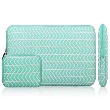 Zikee 13-13,3 Zoll MacBook Air / Pro Laptop Hülle Notebooktasche Laptoptasche Schutzhülle / 12,9 Zoll Aktentasche für iPad Pro / Microsoft Surface Book aus dünnem und leichten Segeltuch gefertigt (Chevron Muster Grün) -