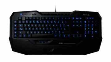 Roccat Isku Illuminated Gaming Tastatur (DE-Layout, blaue Tastenbeleuchtung, 36 Makrotasten inkl. 3 Thumbster-Tasten) schwarz -