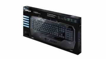 Roccat Isku Illuminated Gaming Tastatur (DE-Layout, blaue Tastenbeleuchtung, 36 Makrotasten inkl. 3 Thumbster-Tasten) schwarz -